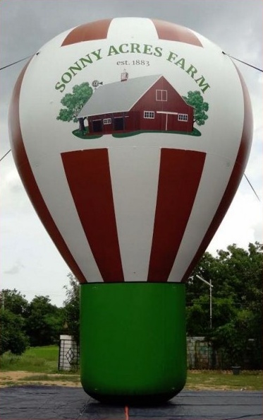 Brown Green White Rooftop Ad Sonny Acres Farm Balloon