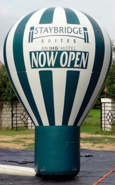 Green White Rooftop Ad Staybridge Now Open Balloon