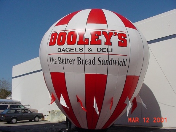 Red White Rooftop Ad Dooleys Bagels Deli Balloon