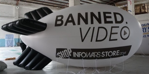 White Advertising Banned Video Blimp