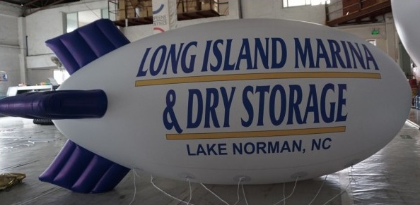 White Advertising Long Island Marina Dry Storage Blimp