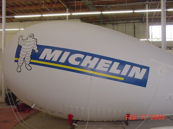 White Blue Advertising Michelin Blimp