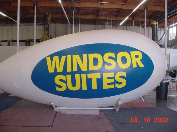 White Blue Advertising Windsor Suites Blimp