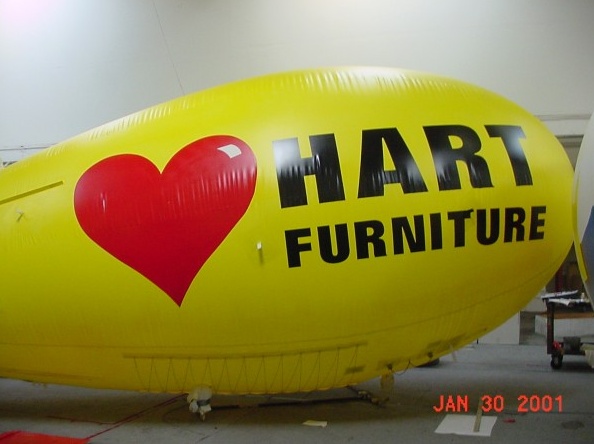 Yellow Red Advertising Hart Furniture Blimp