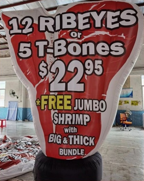 Black Red White Custom Ribeyes Bones Inflatable