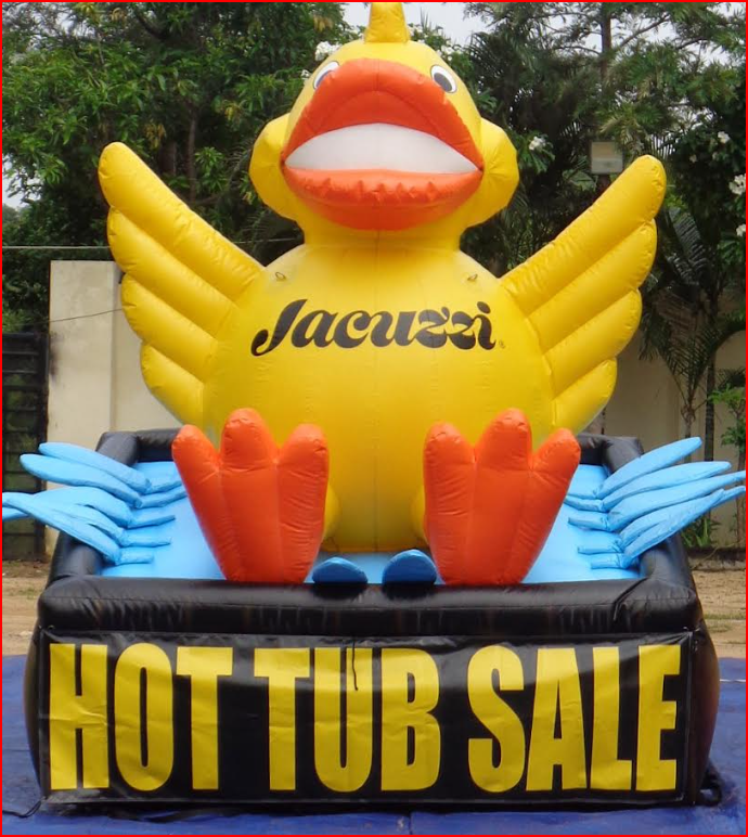 Custom Inflatable Duck in Tub with Hot Tub Sale Signage