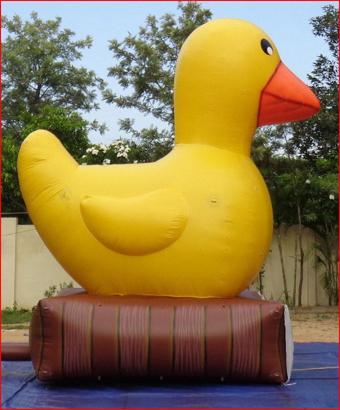 Custom Inflatable Rubber Duck on Log Base for Spa Store