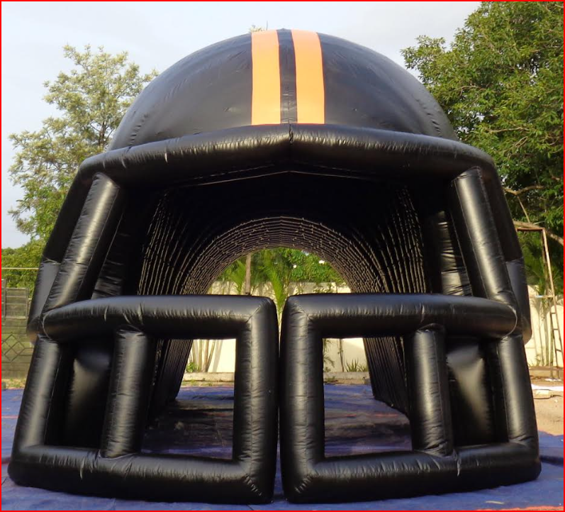 Black and Gold Football Helmet Tunnel with Facemask Entrance