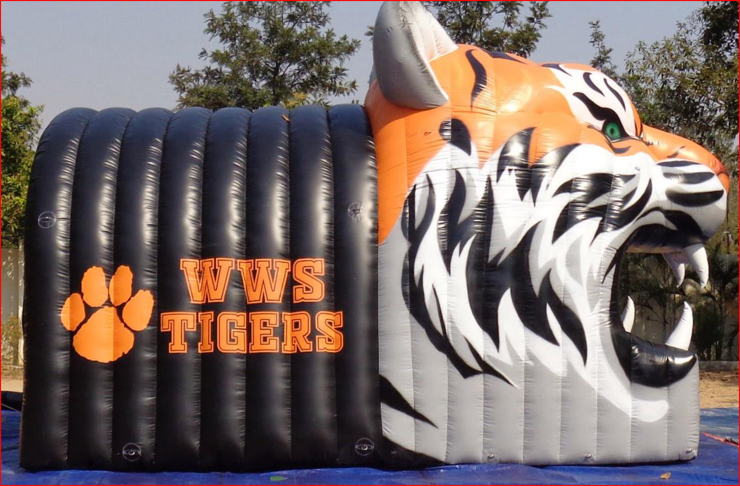 WWS Tigers Football Tunnel with Mascot and Team Branding